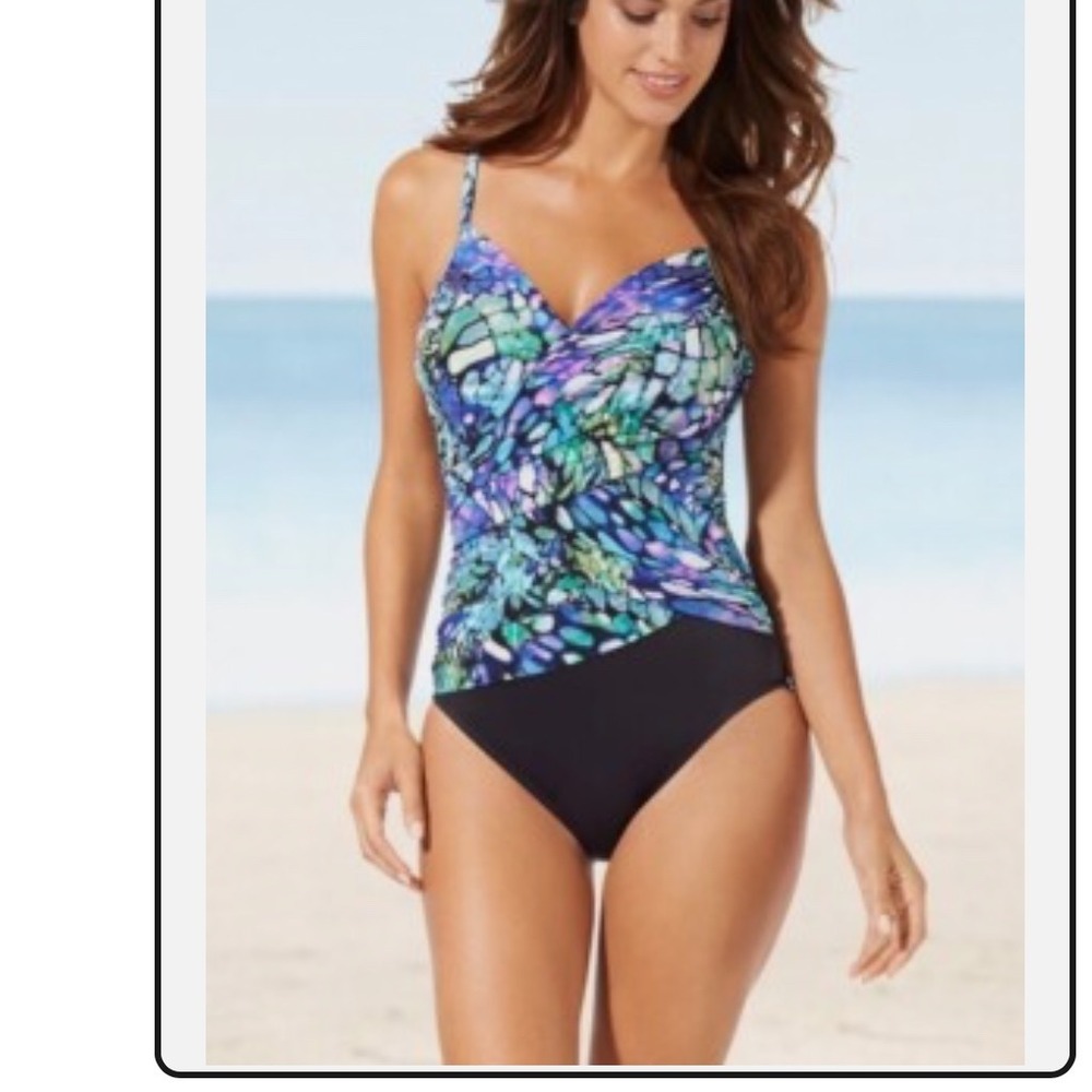 MAGICSUIT MIRACLESUIT Black Lisa Papillon Underwire Tummy Control Swimsuit Sz 16